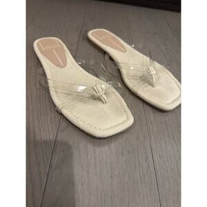 Dolce Vita Lucca Flat Square Toe Thong Sandals in Crystal Vinyl Color Size 8